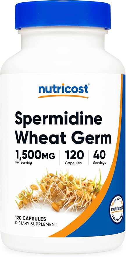 Nutricost Spermidine Wheat Germ Extract Supplement, 1500mg Wheat Germ Extract, 120 Capsules - 15mg Equivalent Spermidine Per Serving, 40 Servings, Vegetarian and Non-GMO