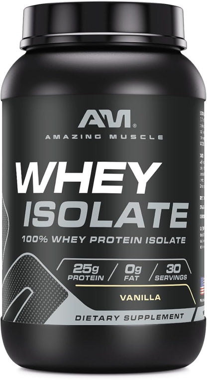 Whey Protein Isolate Powder | 25 Grams Protein Per Serving | 100% Whey Isolate | Zero Fat | Made in USA (2 Lb, Vanilla)