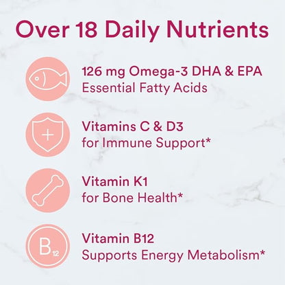 SmartyPants Women's Multivitamin Gummies: Omega 3 Fish Oil (EPA/DHA), Methylfolate, CoQ10, Vitamin D3, C, Vitamin B12, B6, Vitamin A, K & Zinc, Gluten Free, 120 Count (20 Day Supply)