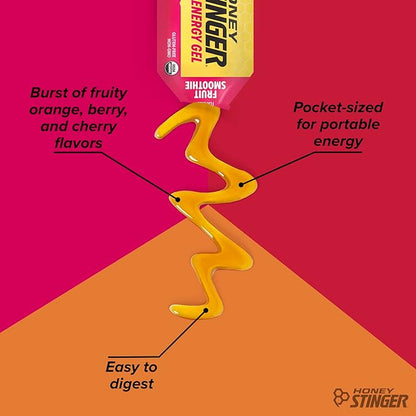 Honey Stinger Energy Gel Variety Pack | 5 Packs Each of Gold and Organic Fruit Smoothie | Gluten Free & Caffeine Free | For All Exercises | Sports Nutrition for Home & Gym, Pre and Mid Workout