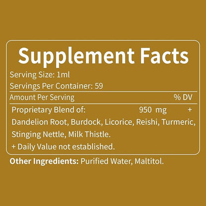 Dandelion Root Extract Drops, Diente de Leon Organico Hierba, Dandelion Supplement Formula w/Milk Thistle Turmeric for Detox Cleanse, Digestion & Immune Support, Alcohol-Free Tincture. 2oz