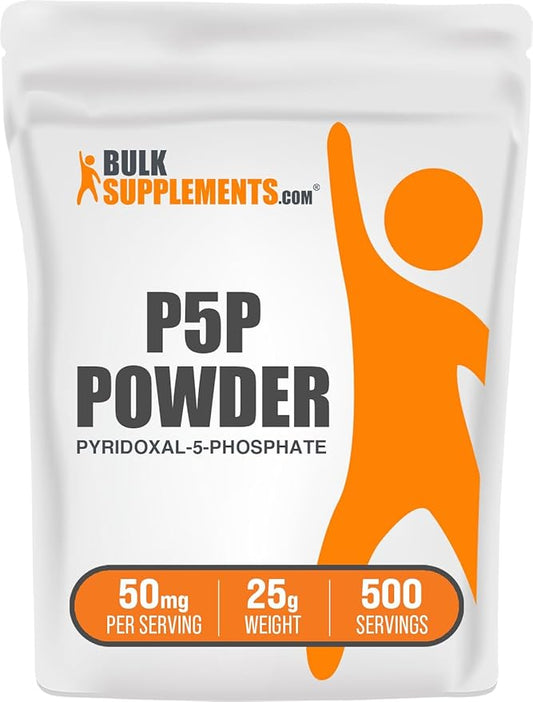 BulkSupplements.com Pyridoxal 5 Phosphate Powder - P-5-P Vitamin B6 Supplement, P-5-P 50mg - P5P Supplement, Gluten Free, 50mg of per Serving, 25g (0.88 oz) (Pack of 1)