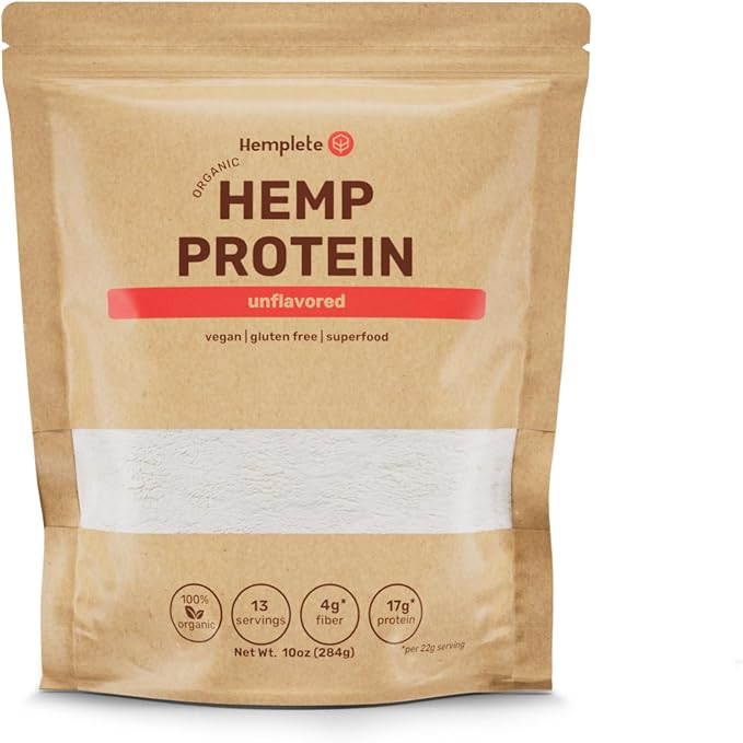 Organic Hemp Heart Unflavored Vegan Protein Powder, Plant-Based for Balanced Nutrition, All-Natural, 1 Ingredient, No Artificial Ingredients, Easy to Digest & Mix (10oz)