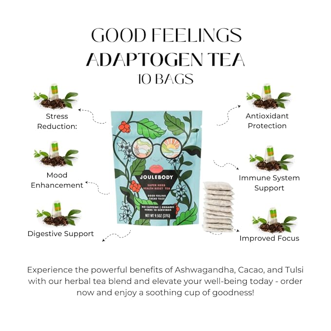 JOULEBODY 5 PM Good Feeling Organic Tulsi Tea | Post Workout Immunity Boost | 10 Count