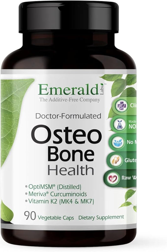 EMERALD LABS Osteo Bone Health - Immune Support & Bone & Joint Supplement with Vitamin D3, K2, Calcium, Magnesium, OptiMSM, Meriva Phytosome & More - 90 Vegetable Capsules