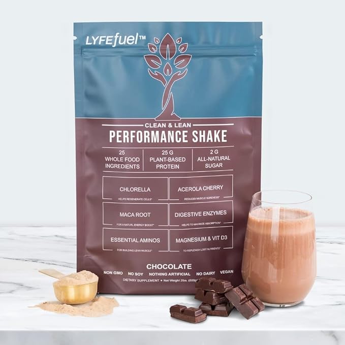 Vegan Protein Shake by LyfeFuel | Plant-Based Protein Powder with BCAA, Greens & Superfoods for Sports Performance, Recovery & Lean Muscle Building | Clean Whey Protein Powder (Chocolate, 24 Servings)