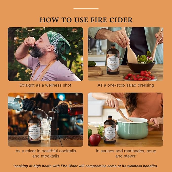 Hany's Harvest Unsweetened Fire Cider – 32 fl oz Glass Bottle | All-Natural, Small-Batch, Handcrafted, Non-GMO, Gluten-Free, Immune & Digestive Support