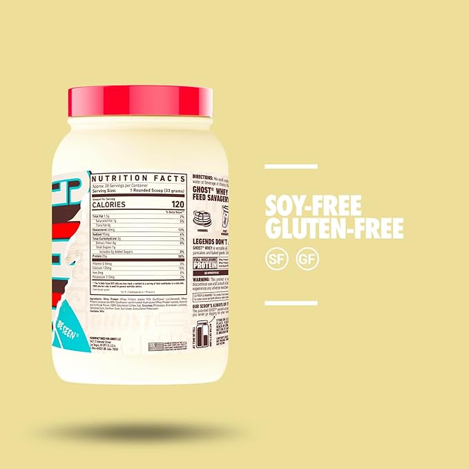 Ghost Whey Protein Powder, Coffee Ice Cream - 2LB Tub, 25G of Protein - Flavored Isolate, Concentrate & Hydrolyzed Whey Protein Blend - Post Workout Shakes - Soy & Gluten Free