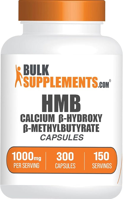BulkSupplements.com HMB Capsules - as Calcium HMB, Beta-Hydroxy Beta-Methylbutyrate, HMB Supplement, Gluten Free - 1000mg HMB, 2 Capsules per Serving, 300 Capsules (Pack of 1)