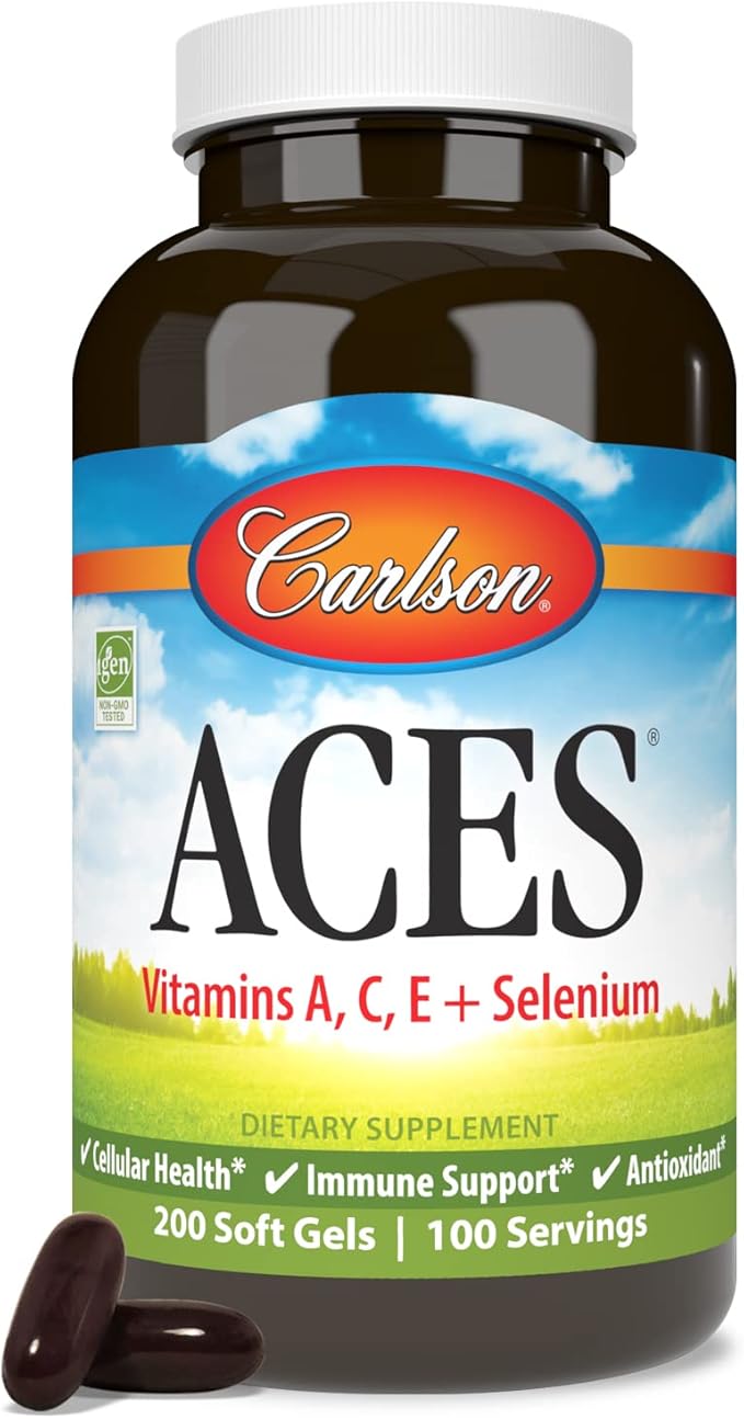 Carlson - ACES, Vitamins A, C, E + Selenium, Cellular Health & Immune Support, Antioxidant, 200 Softgels