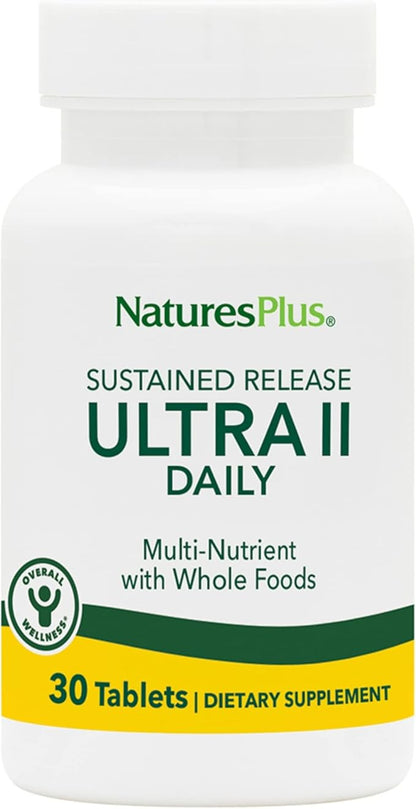 NaturesPlus Ultra II Multivitamin, Sustained Release - 30 Vegetarian Tablets - Daily Whole Food Vitamin & Mineral Supplement for Overall Health - Natural Energy Booster - 30 Servings