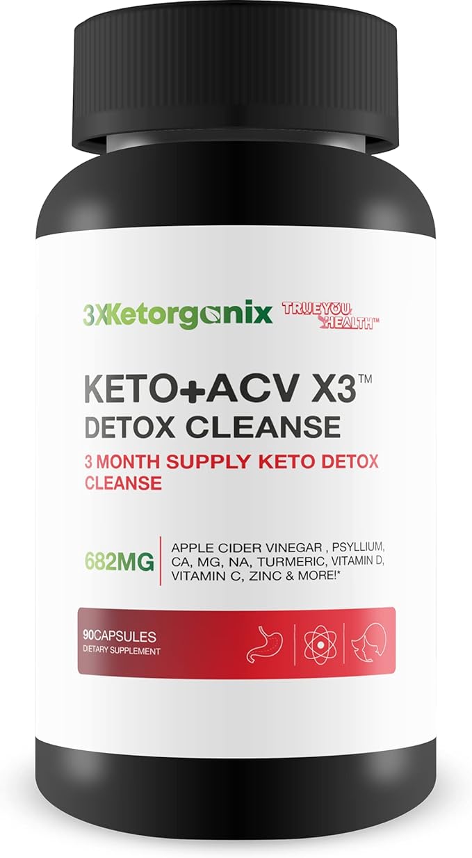 3X Ketorganix KETO+ACV 3X DETOX CLEANSE - 3 Month Supply Keto Detox Cleanse - Natural Detox Support with Full Body Cleanse - Promote Immune Health - Help Reduce Oxidative Stress & Bloating