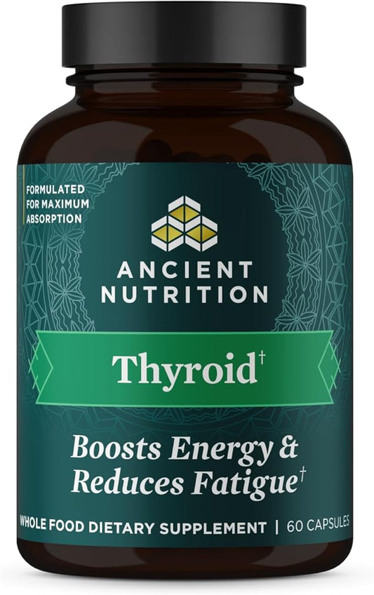 Thyroid Support Supplement with Ashwaghanda by Ancient Nutrition, Thyroid Capsules, Promotes Restful Sleep and Reduced Stress, Gluten Free, Paleo and Keto Friendly, 60ct