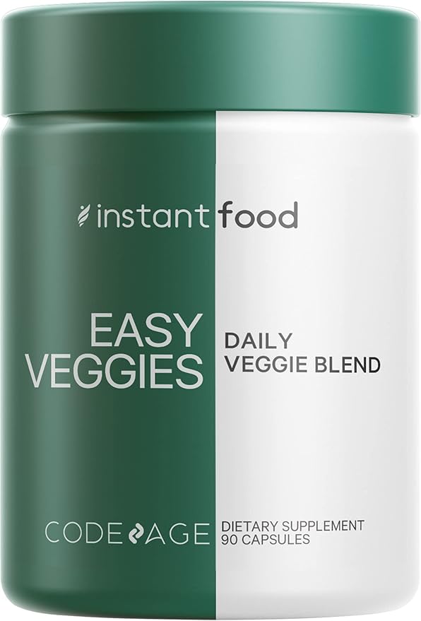 Codeage Instantfood Easy Veggies + Fast Fruits Vitamins Bundle, 30+ Daily Vegetables & Fruits Powders, Whole Food Green, Fruits Multivitamin, Fibers, Vegan Superfood Minerals Supplement - 180 Capsules