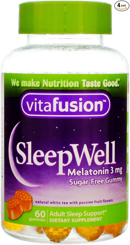 Vitafusion Sleep Well Gummy Sleep Support, 3 mg of melatonin, 60 Count (Pack of 4) by Vitafusion