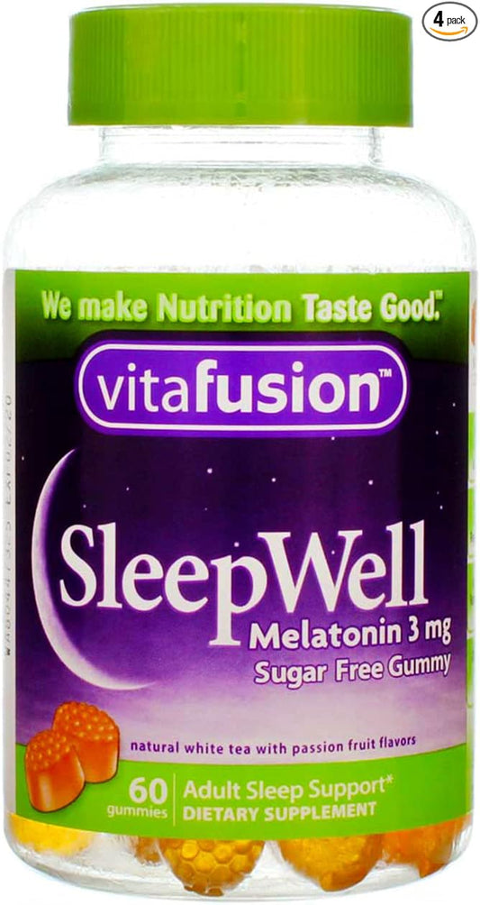Vitafusion Sleep Well Gummy Sleep Support, 3 mg of melatonin, 60 Count (Pack of 4) by Vitafusion