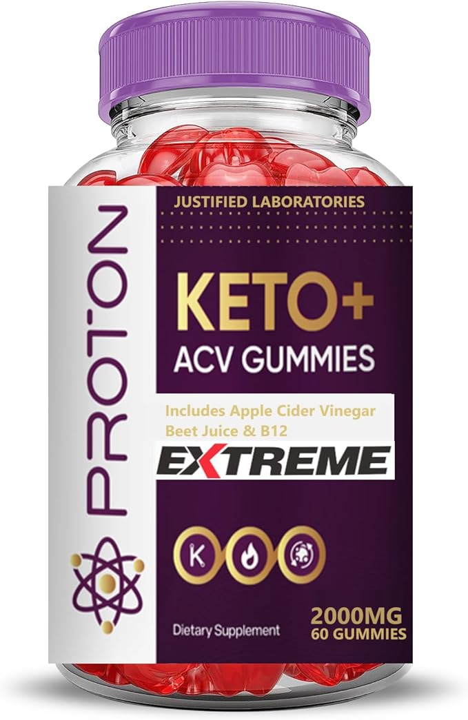 (5 Pack) Proton Keto ACV Gummies Extreme 2000MG Proton Keto Gummies Apple Cider Vinegar Formulated with Pomegranate Beet Juice Powder B12 Vegan Non GMO 300 Gummys