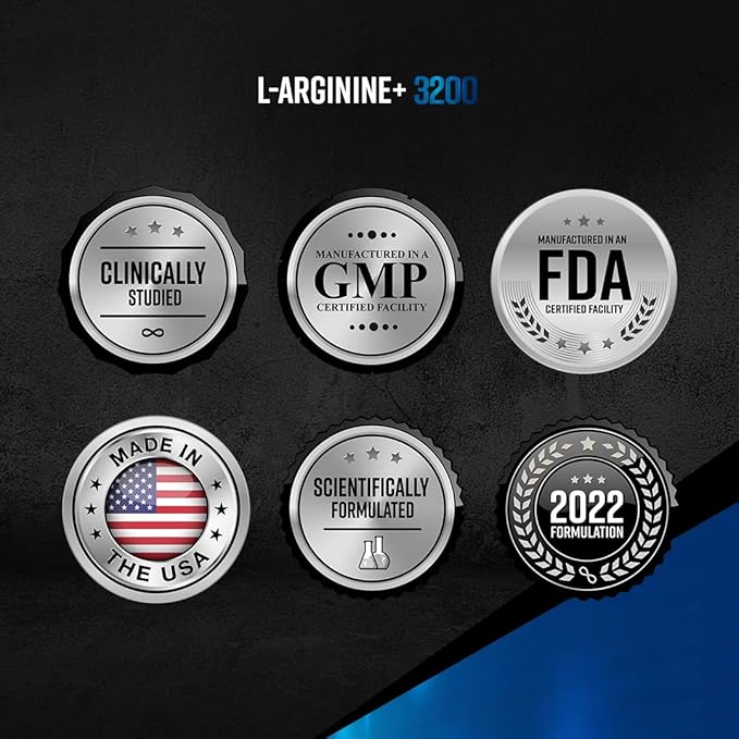 MHL L-Arginine for Men - 3200mg Maximum Strength Nitric Oxide Booster - Helps Blood Flow and Build Pure Protein - 60 Caps