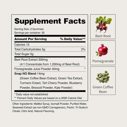 Snap Supplements Heart Beet Gummies, Blood Flow and Blood Circulation Supplements, Heart Health Supplements, 60 Count