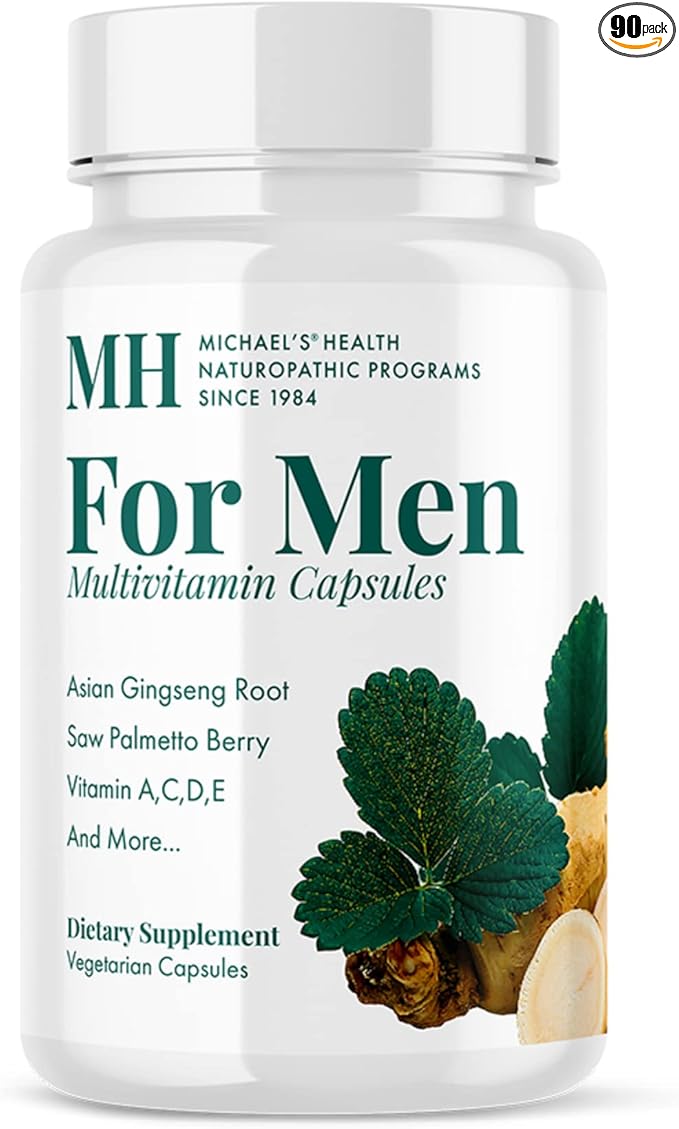 MICHAEL'S Naturopathic Programs for Men ‐ 90 Vegetarian Capsules ‐ Daily Multivitamin ‐ Includes Support for Prostate Health ‐ with Vitamins A, C, D & E, B Complex ‐ Kosher - 30 Servings