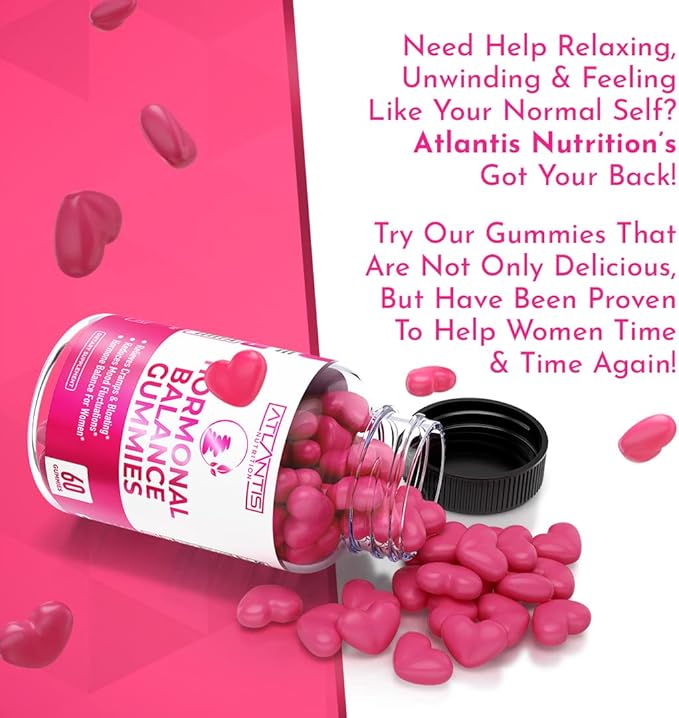 Hormonal Balance For Women & PMS Relief Gummies - Alleviates Cramps, Bloating, Mood Swings, Hot Flashes & Night Sweats - Formulated With Cranberry, Dong Quai & Chasteberry - Menstrual Cramp Relief