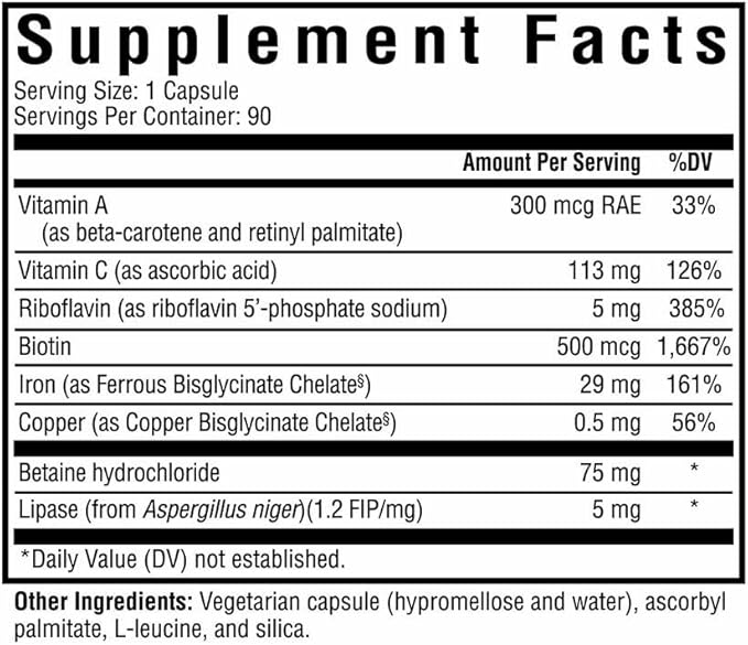 Seeking Health Optimal Iron - Supplement Supports Iron Metabolism & Aids Utilization - Formula with Vitamin C & Riboflavin to Support Absorption - 90 Capsules