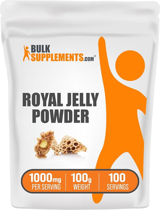 BulkSupplements.com Royal Jelly Powder - Royal Jelly Supplement, Royal Jelly 1000mg - for Immune Support, Gluten Free, 1000mg per Serving, 100g (3.5 oz) (Pack of 1)