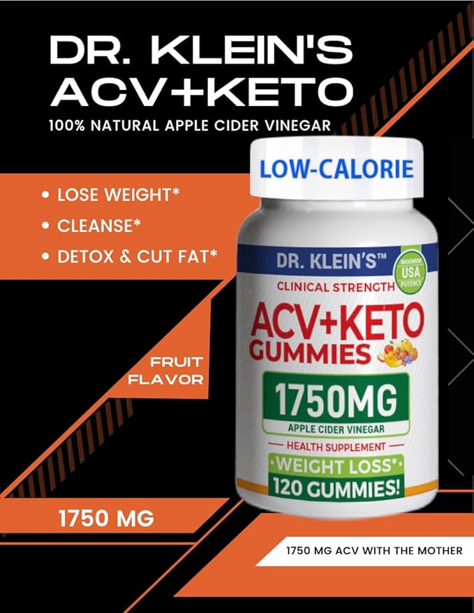 Keto ACV Gummies - Low-Calorie, Clinical Strength 1750mg, Apple Cider Vinegar Gummies with The Mother - Supports Advanced Weight Loss, Digestion, Cleansing - (120 Count)