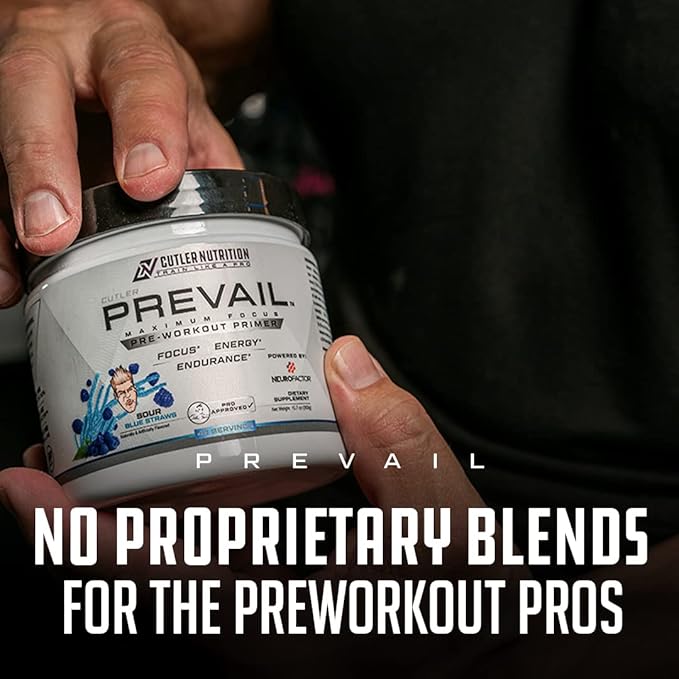 Prevail Pre Workout Powder with Nootropics: Pre-Workout Drink for Men and Women, Cutting Edge Energy and Focus Supplement with L Citrulline, Alpha GPC, L Tyrosine | Sour Rainbow Candy, 40 Scoops