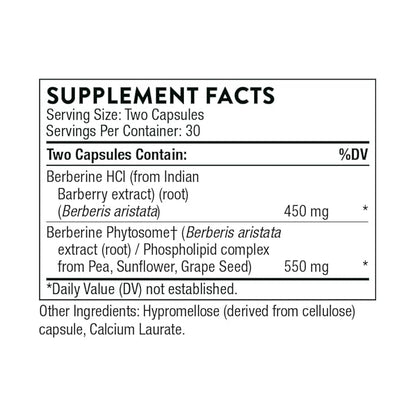 THORNE Berberine 1000 mg per Serving - Botanical Supplement - Support Heart Health, Immune System, Healthy GI, Cholesterol - Gluten-Free, Dairy-Free - 60 Capsules - 30 Servings