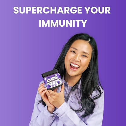 Llama Naturals Real Fruit Sambucus Elderberry Gummies for Adults | No Added Sugar Cane, Vegan, Organic Immune Support | Zinc & Natural Vitamin C | Immunity for Women, Men | 90 Gummies (30 Day)