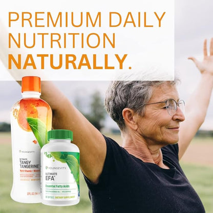 Youngevity Essential 90 Pak - Ultimate All-in-One Multivitamin Combo - Ultimate Tangy Tangerine + Ultimate EFA - 90 Essential Vitamins, Minerals, Amino Acids, Fatty Acids (30 Servings)