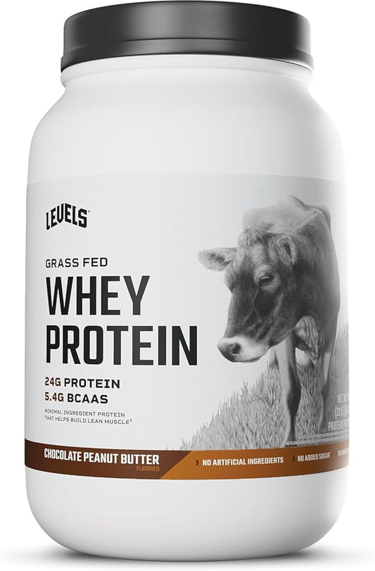 Levels Grass Fed Whey Protein Powder, No Artificials, 24G of Protein, Chocolate Peanut Butter, 2LB