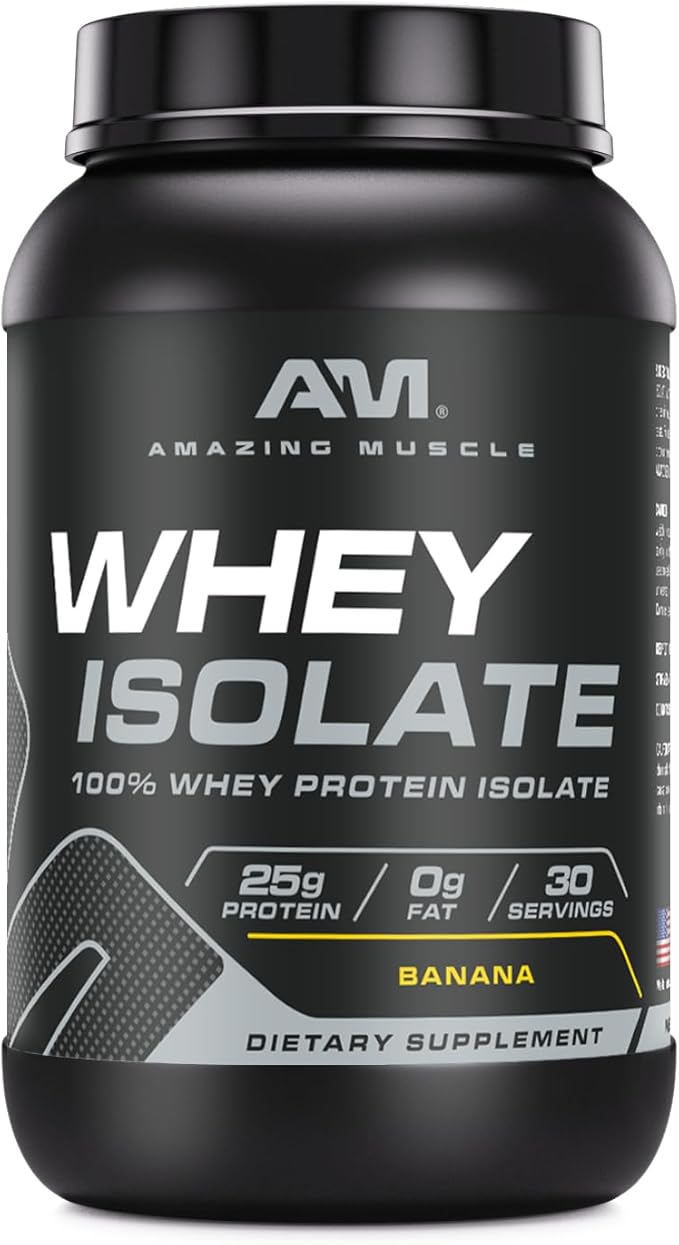 Whey Protein Isolate Powder | 25 Grams Protein Per Serving | 100% Whey Isolate | Zero Fat | Made in USA (2 Lb, Banana)