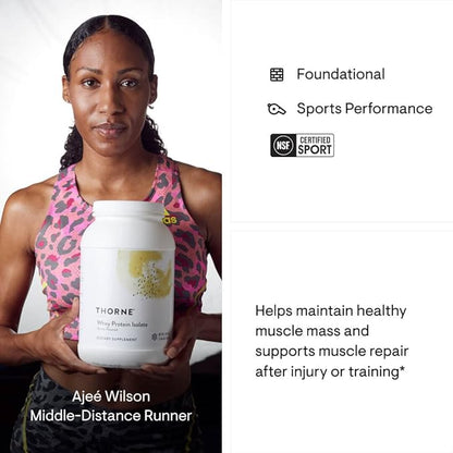 THORNE Whey Protein Isolate - 21 Grams of Easy-to-Digest Whey Protein Powder - NSF Certified for Sport - Vanilla Flavored - 29.5 Ounces - 30 Servings