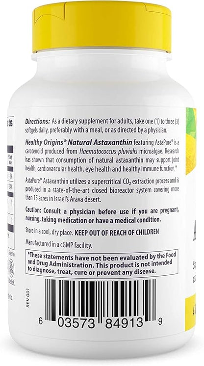 Healthy Origins Astaxanthin (AstaPure) 4 mg, 60 Softgels