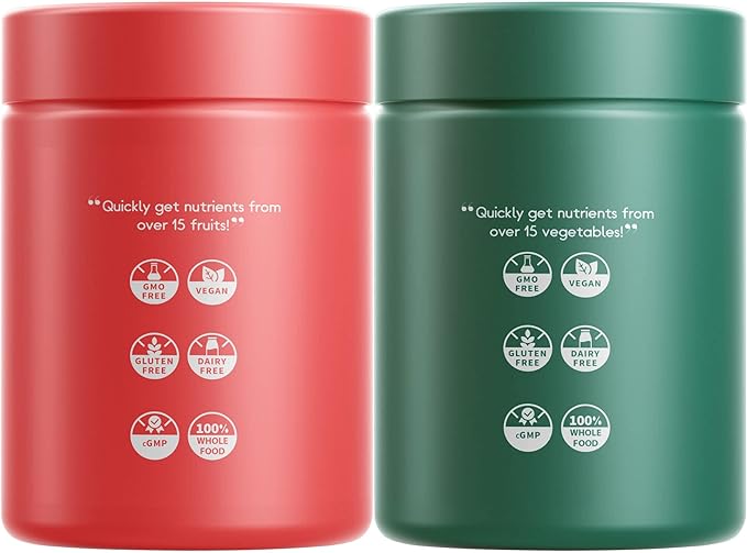 Codeage Instantfood Easy Veggies + Fast Fruits Vitamins Bundle, 30+ Daily Vegetables & Fruits Powders, Whole Food Green, Fruits Multivitamin, Fibers, Vegan Superfood Minerals Supplement - 180 Capsules