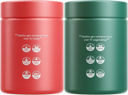 Codeage Instantfood Easy Veggies + Fast Fruits Vitamins Bundle, 30+ Daily Vegetables & Fruits Powders, Whole Food Green, Fruits Multivitamin, Fibers, Vegan Superfood Minerals Supplement - 180 Capsules