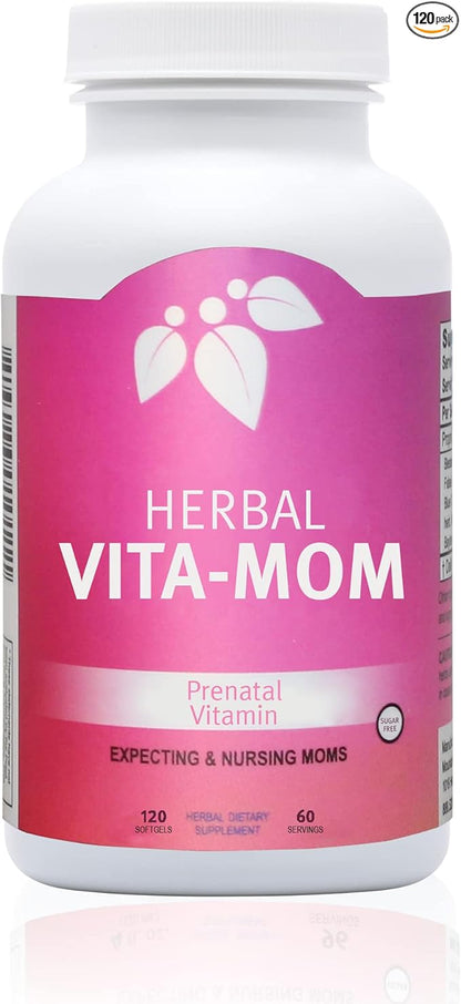Mountain Meadow Herbs Vita-MOM - Herbal Prenatal Vitamins for Women: Unique Blend of Folic Acid, Vitamins, Iron & Herbs in Soft Gel Caps - 2-Month Supply (120 ct.)