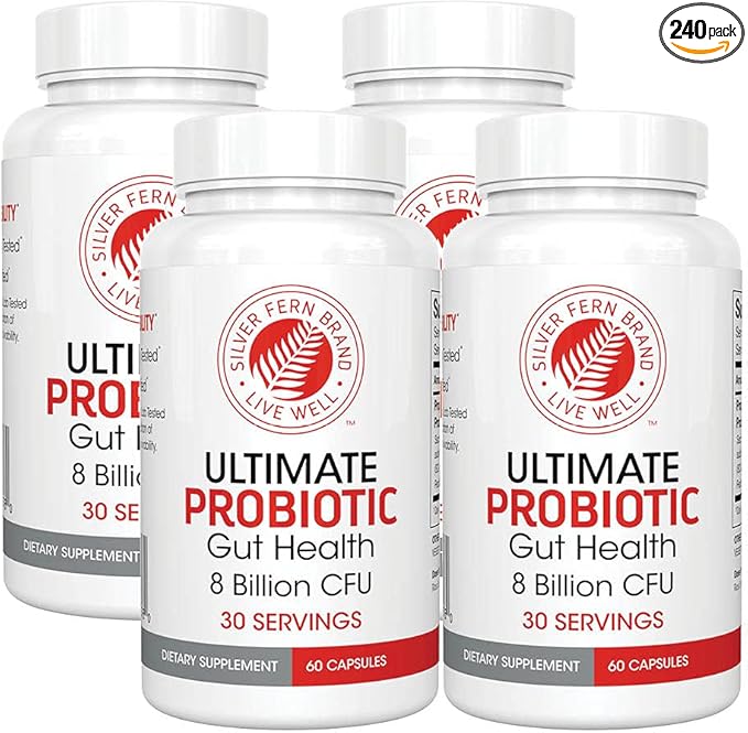Silver Fern Ultimate Probiotic Supplement Vegicaps - Daily Metabolic Restoration, Guaranteed Survivability, DNA Verified Multi-Strain Probiotic Capsules (4 Bottles)
