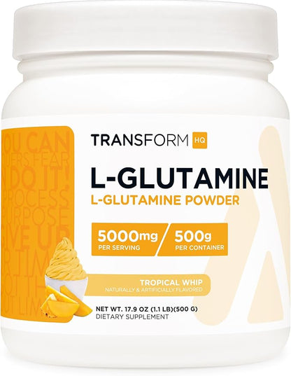 TransformHQ L-Glutamine Powder 500g (Tropical Whip) - Gluten Free, Non-GMO