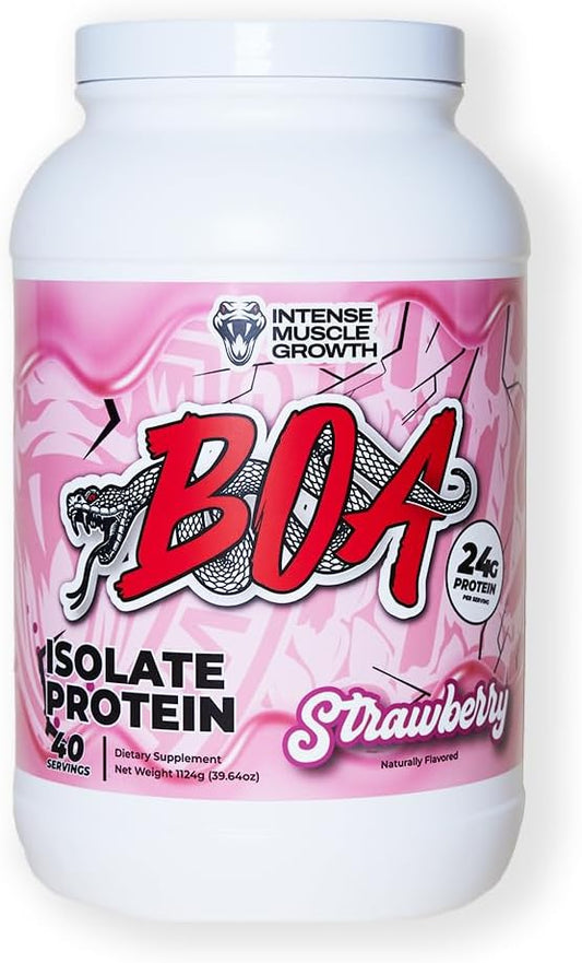 BOA Isolate Protein with Vitamin B6 and Zinc - Low-Sodium Whey Protein Isolate 24g of Protein per Scoop - (Strawberry - 40 Servings)
