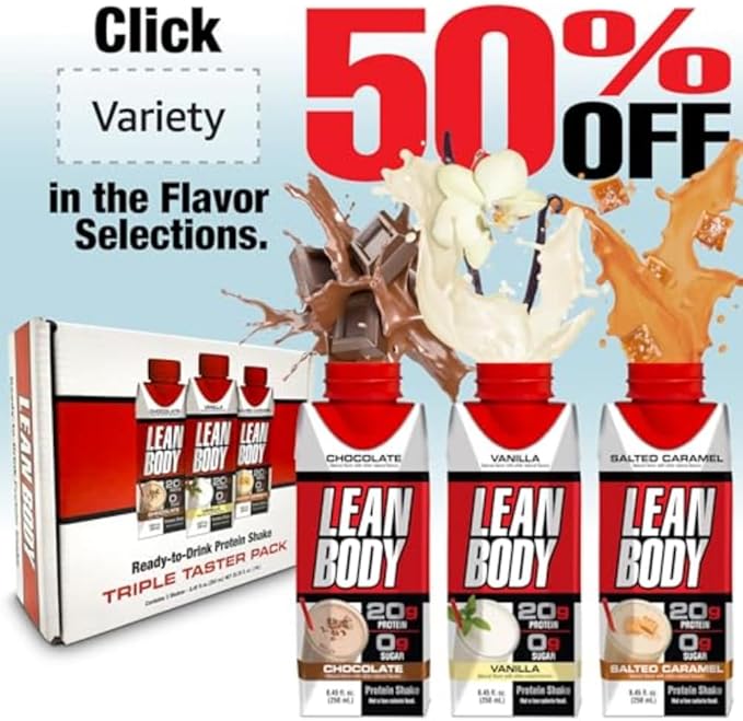Lean Body Ready-to-Drink Protein Shake, 40g Protein, Whey Blend, 0 Sugar, Gluten Free, 22 Vitamins & Minerals, (Recyclable Carton & Lid - Pack of 12) LABRADA (Chocolate Peanut Butter)