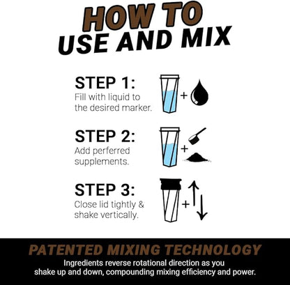 HELIMIX 2.0 Vortex Blender Shaker Bottle Holds upto 28oz | No Blending Ball or Whisk | USA Made | Portable Pre Workout Whey Protein Drink Shaker Cup | Mixes Cocktails Smoothies Shakes | Top Rack Safe