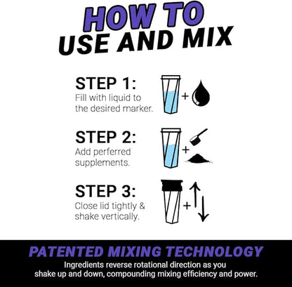 HELIMIX 1.5 Vortex Blender Shaker Bottle Holds Upto 20oz | No Blending Ball or Whisk | USA Made | Portable Pre Workout Whey Protein Drink Shaker Cup | Mixes Cocktails Smoothies Shakes | Top Rack Safe
