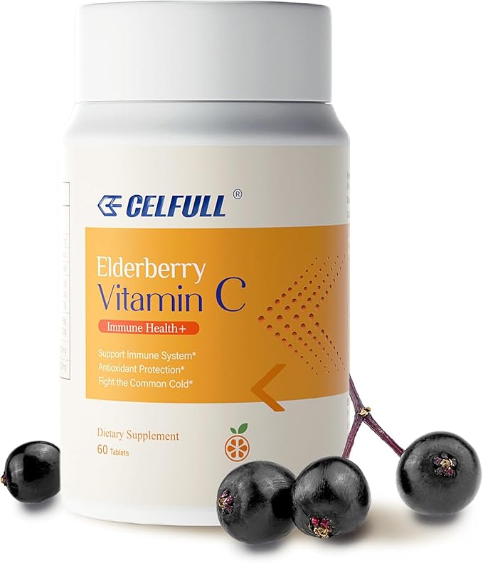 CELFULL,Elderberry Extract with Vitamin C,Elderberry Capsules,Immune Support Supplement,Organic Vitamin c,60 Capsules
