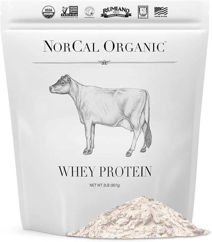 NorCal Organic Unflavored Whey Protein - 2lbs Bulk | 100% Grass-Fed, USDA Certified | Pure, Clean Protein Sourced from Northern California Family Farms