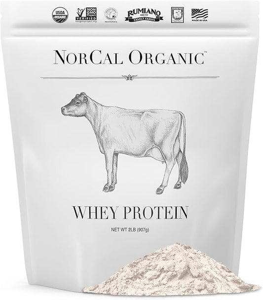 NorCal Organic Unflavored Whey Protein - 2lbs Bulk | 100% Grass-Fed, USDA Certified | Pure, Clean Protein Sourced from Northern California Family Farms