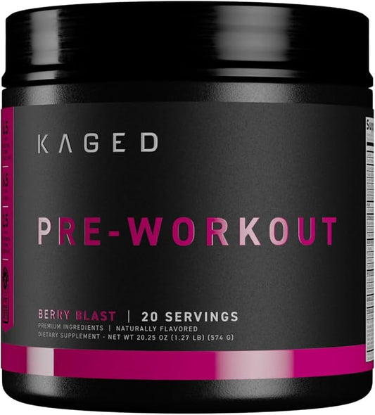 Kaged Original Pre Workout Powder | Berry Blast | Pre-Kaged | Formulated with Creatine, Beta Alanine, Pure Caffeine | 20 Servings
