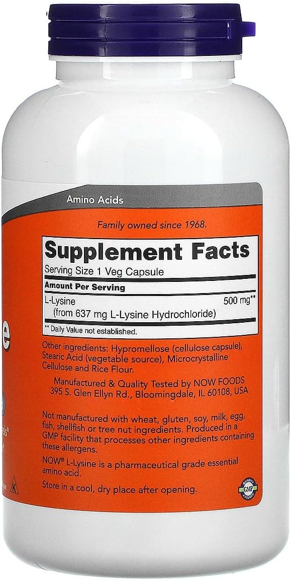 L-Lysine 500 mg - 250 Capsules by NOW